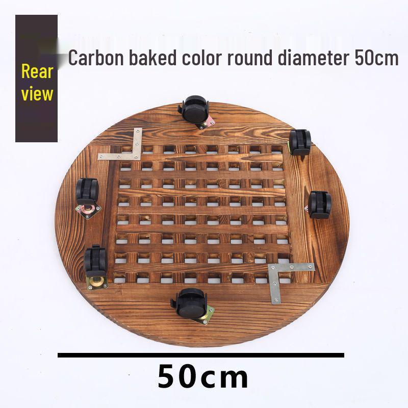 Bonsai Wood Flower Stand with Wheels | Square/Round Anti-Corrosion Elevated Pot Tray for Indoors