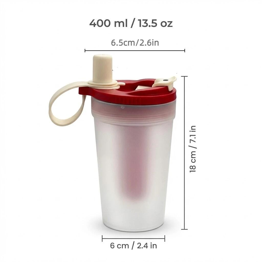 400ML Portable Tumbler Water Cup With Strainer&Straw Heat-resistant Leak-proof Transparent Plastic Drinking Bottle For Students