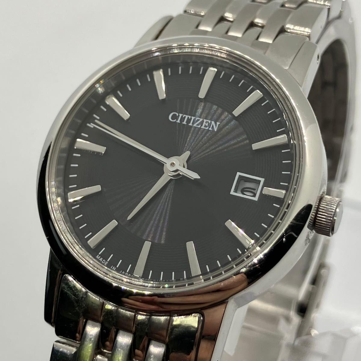 Used Good Condition Working Item CITIZEN Citizen Eco Drive Men s Watch Black Dial Silver