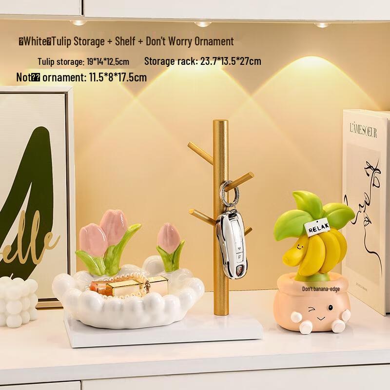 HANDUNYOU White Tulip Entryway Organizer & Jewelry Box