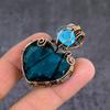 Indicolite, Blue Topaz Gemstone Handmade Copper Wire Wrap Pendant 2.05" J6A51