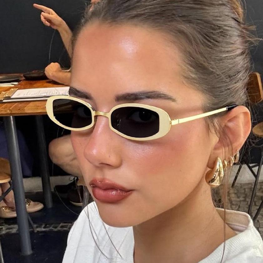 New Metal Punk Small Frame Oval Sunglasses Women For Men Vintage Luxury Brand Designer Outdoor Driving Popular Sun Glasses Uv400