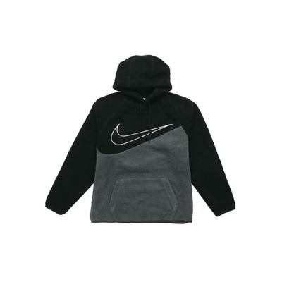 Fleece Hoodie With Large Swoosh Men Tops Black Grey BV5315-010