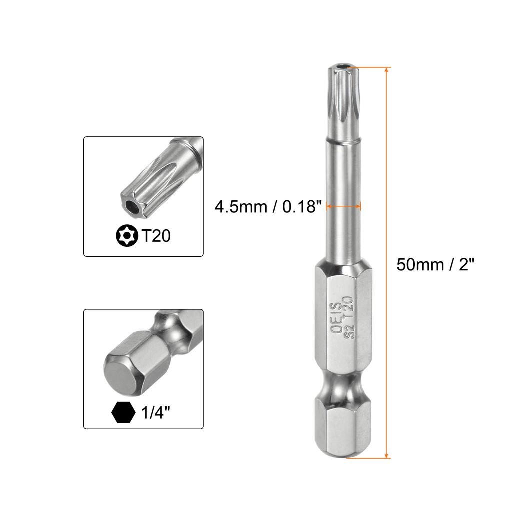 1/2pcs Security Torx Bit 1/4" Hex Shank 2" Long T6-T40 Magnetic Tamper Resistant Star Bits Screwdriver Torx Head with Hole