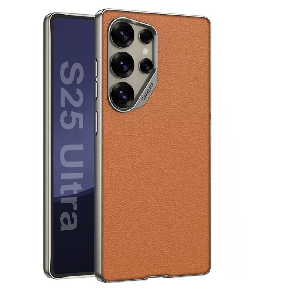 For Galaxy S25 Ultra Shockproof Hard Shell Leather Phone Case for Samsung Galaxy S25 S24 S23 Ultra Protective Cover