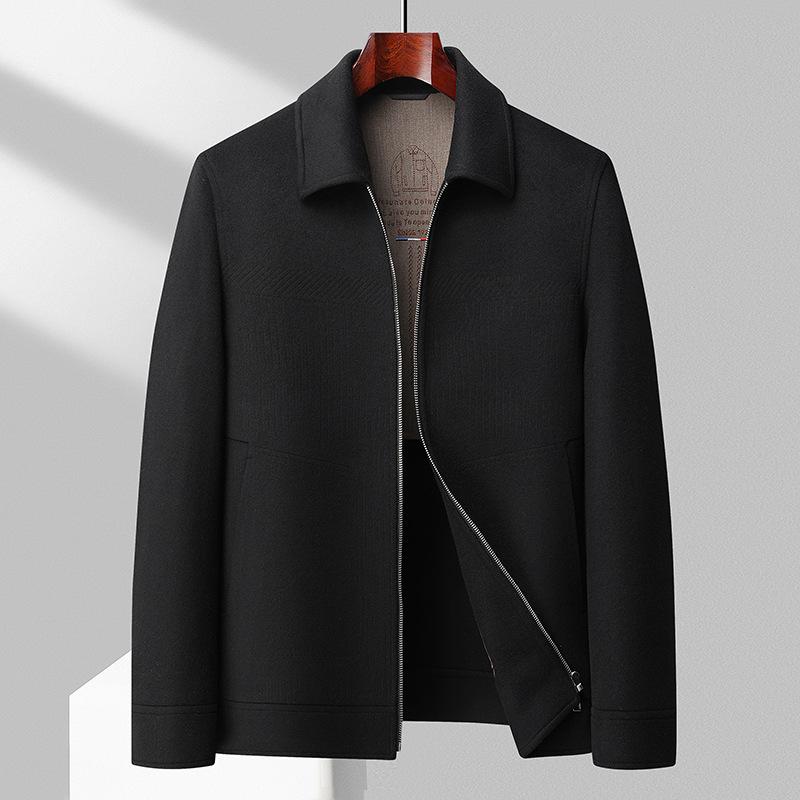 

Осенне-зимняя куртка Burnt Flower Craft из 100% шерсти с двухсторонним нейлоном, короткое пальто, мужское утепленное пальто для людей среднего и пожилого возраста 4XL