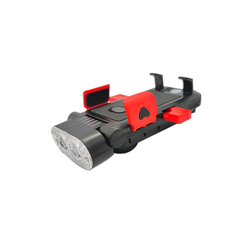 Bicycle 4-in-1 Headlight Riding Mobile Phone Bracket USB Charging Horn Lamp Mountain Bike Night Riding Lighting Headlights.