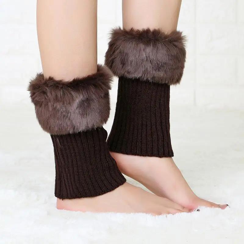 Winter Short Sports Sleeves Cover Cuff Warm Socks Outdoor Boots Cover Ladies Knitted Leg Guards