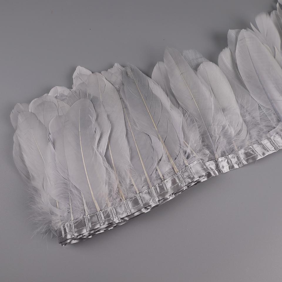 2M Natural Dyed Goose Feather Trims Real Geese Duck Feathers Fringe Ribbons For Handmade Crafts Pumas Wedding Accessories