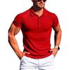 Men's Running Sports Gym Wear Summer High Stretch Vertical Strip Short Sleeve POLO Shirt Slim Fit Knit Base Layer