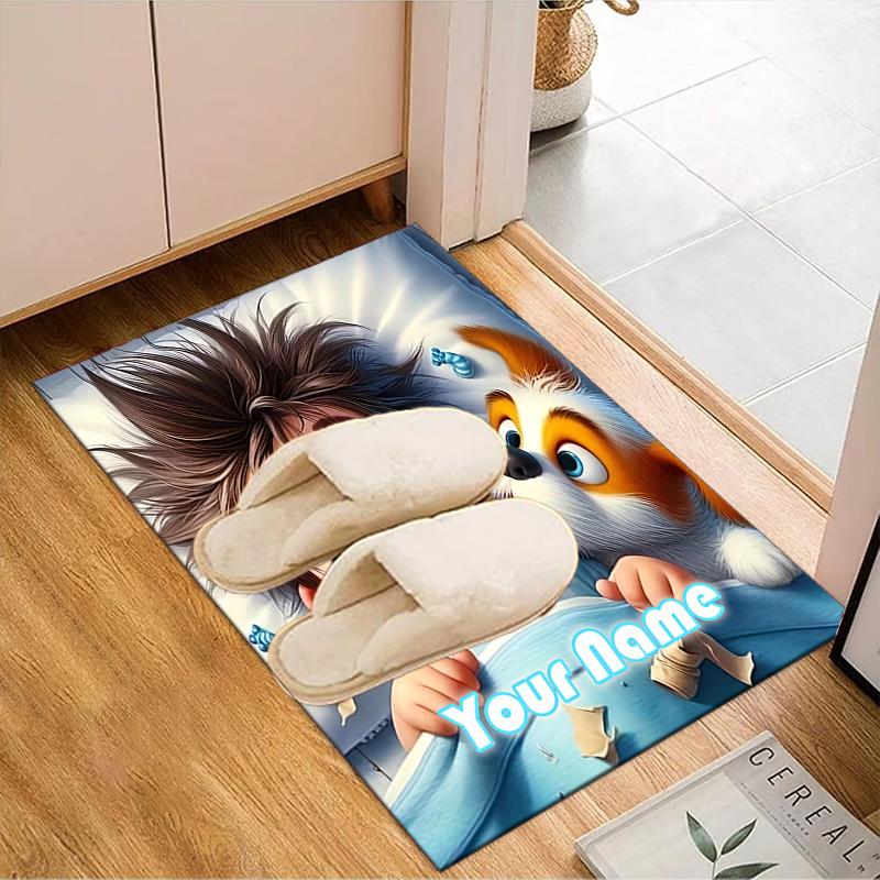 1PC Custom Name Dreamy Adventure Friends Theme Floor Mat Ideal for Living Room, Game Rooms, Office, Bedroom, Floor Mat Playful Design