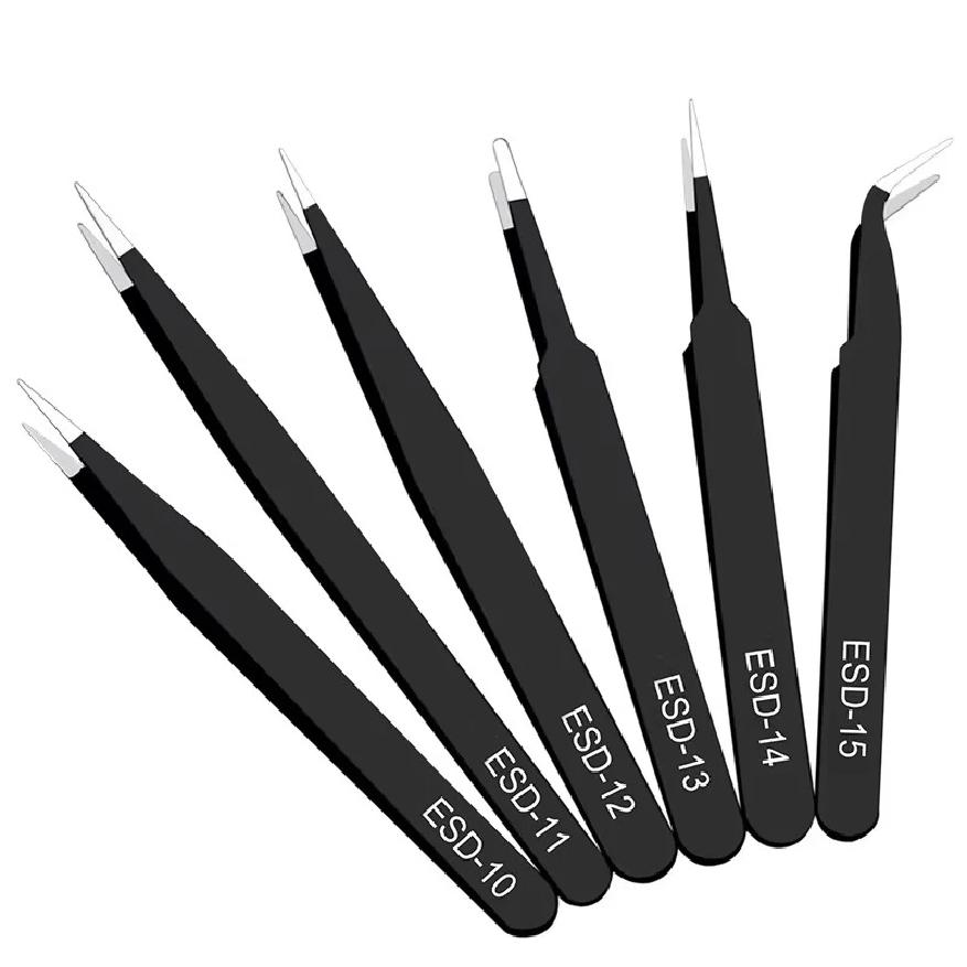 6pcs Anti-static Stainless Steel Tweezers Set Repair Repair Tool Set Anti-static Hand Tool Set for Model Making