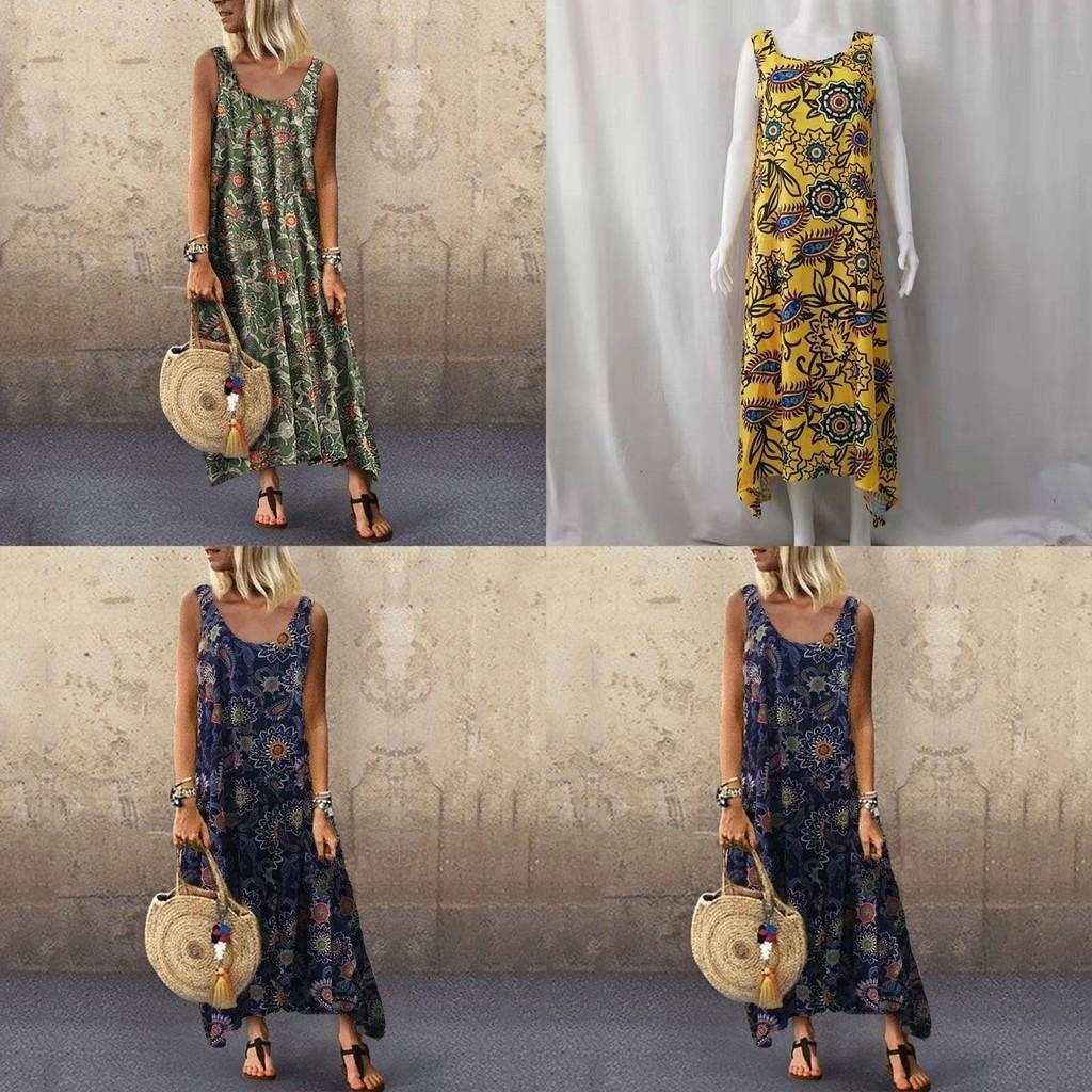 Elegante Kaftano Boho Lungo Senza Maniche Estivo da Donna per la Spiaggia