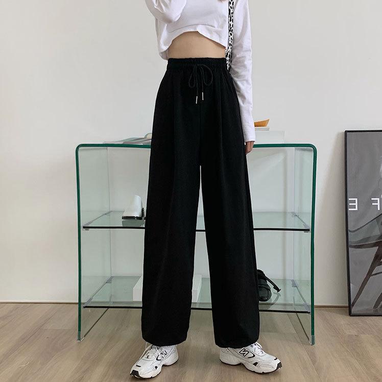 

Gray sweatpants women s spring and summer new models, this year s popular pants Korean version ins loose leggings drape high waist 5XL чорний