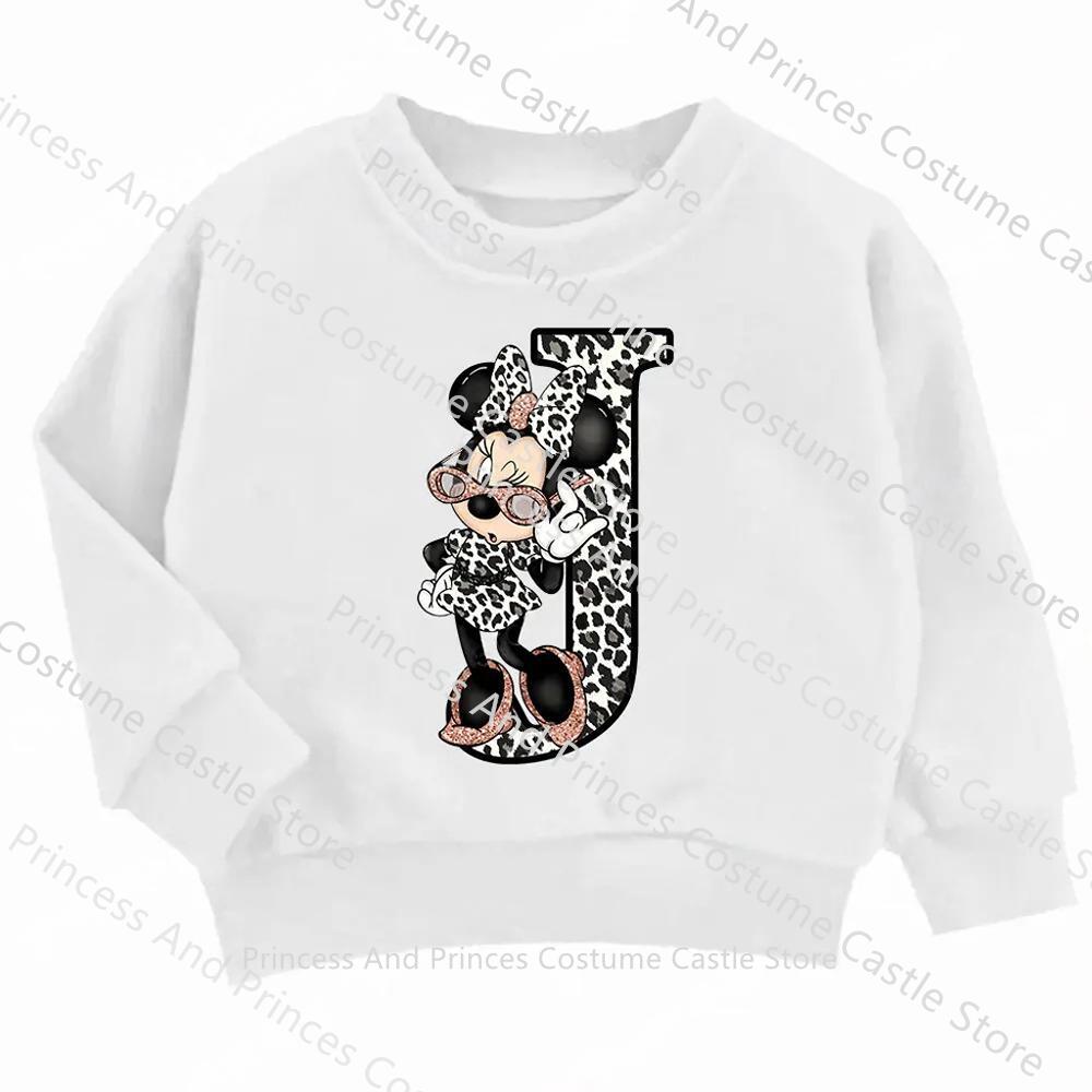 Children MINISO Minnie Hoodie Letter A B C D Kid Casual Clothes O-neck Pullover Little Baby Kawaii Cartoons Boy Girl Sweatshirts