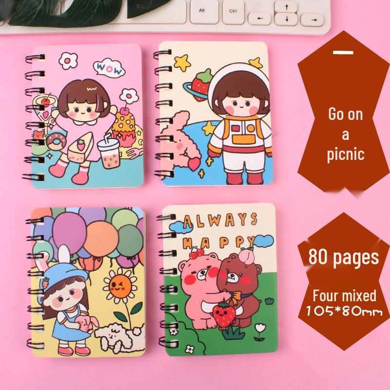 Cartoon Side-Flip Coil Pocket Diary Notebook for Primary Students