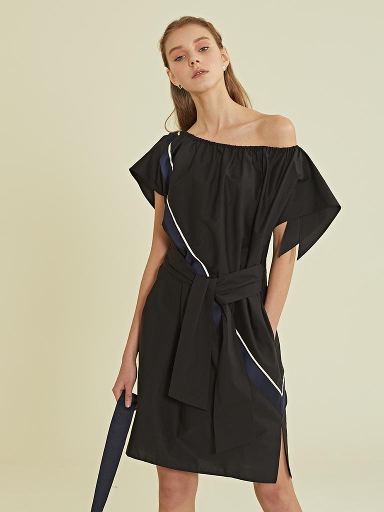 Leuiel Diagonal Line Volume Dress_Blue