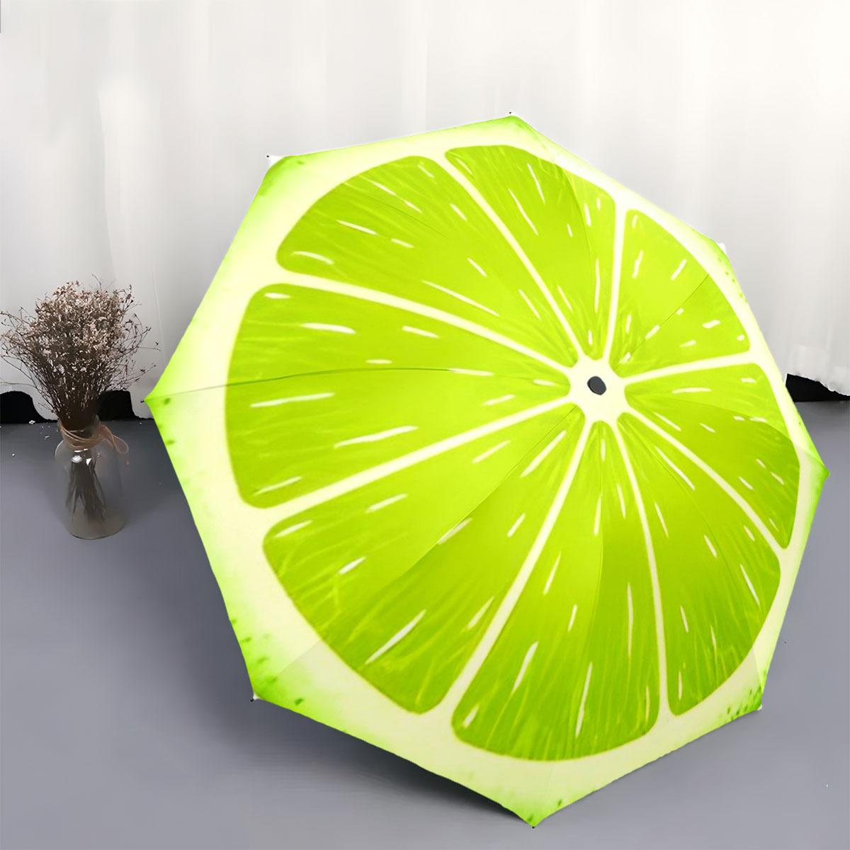 

Automatic Folding Umbrella Lime Slice. Portable Collapsible Design, Casual Outdoor Accessory, for All Seasons, Christmas Birth (as the picture,Iron&8K)