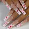 European French Lace Rhinestone Bow Detachable Nail Art In Nude