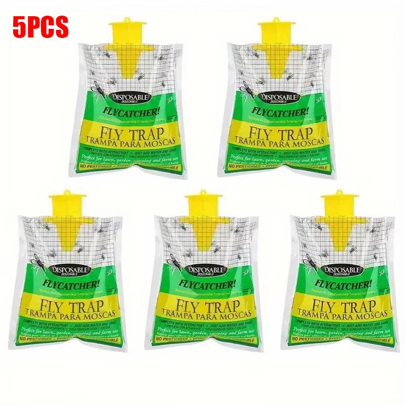 1 Pcs / 5Pcs Outdoor Hanging Fly Trap Bag With Bait Disposable Non-Toxic Insect Catcher For Garden Farm Use