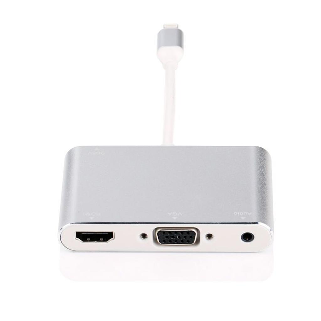 Lightning 8 Pin Male To HDMI+VGA+Audio Female Cable Adapter for iPhone X/8P/8/7/7 Plus Etc.