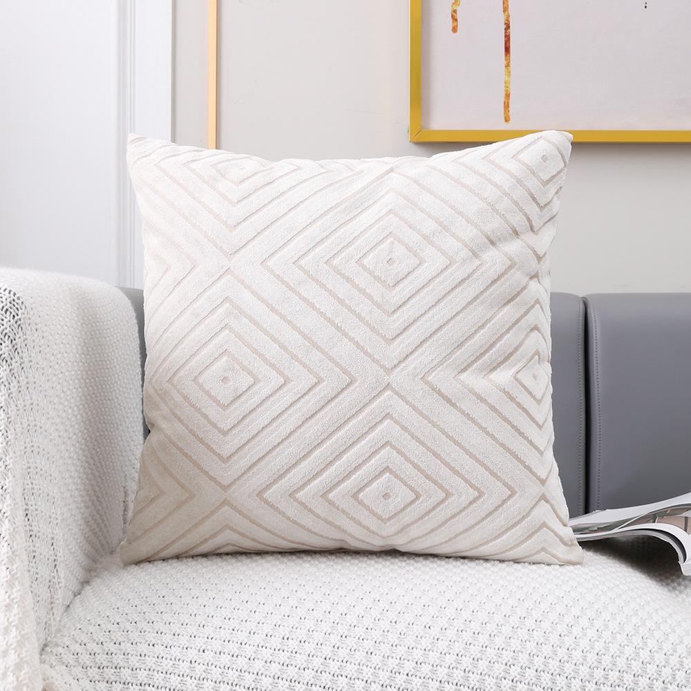 

Скандинавская плюшевая наволочка для подушки, диван для гостиной, поясничная и спинная поддержка, квадратная однотонная наволочка, прикроватная подушка, подушка не включает наполнитель 45 * 45cm pillow cover