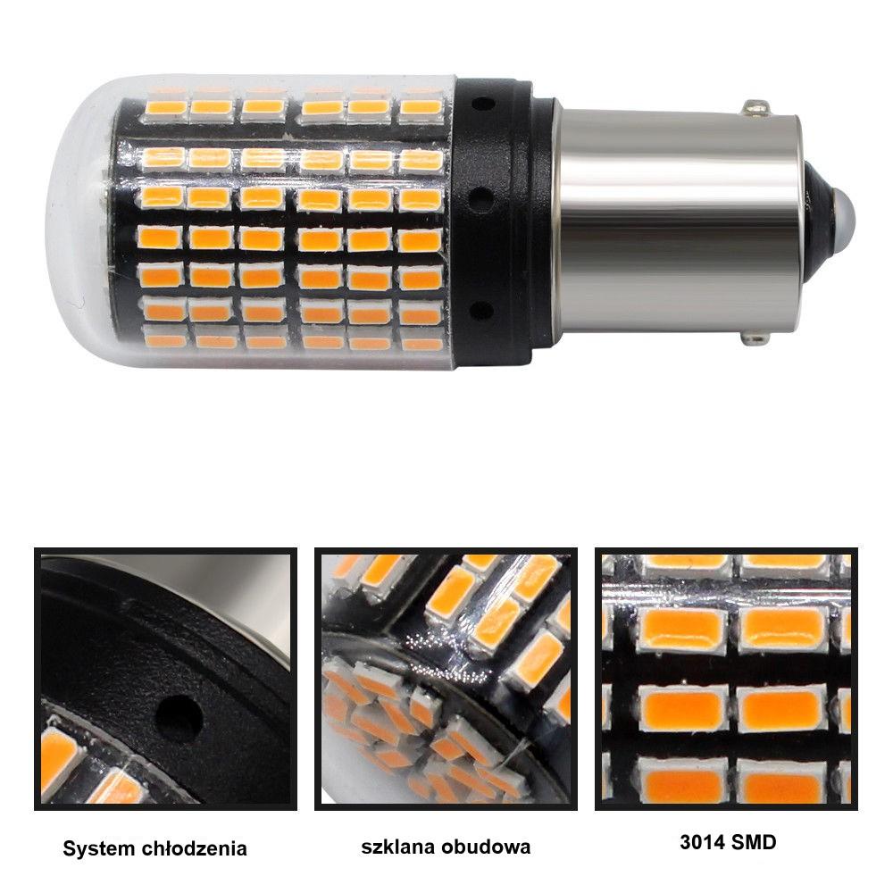 LED Bulbs 2pcs P21W, BA15S 12-24V CANBUS Orange PREMIUM Off-Road