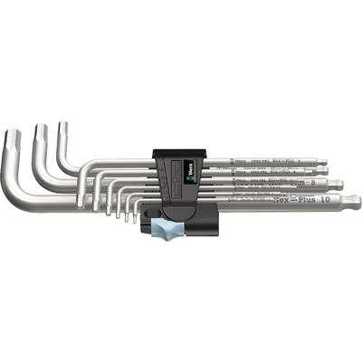 WERA Tools Stainless Steel 1 L Key 9 Pieces 05022720001-3950/9 Hex-Plus Set, Metric,