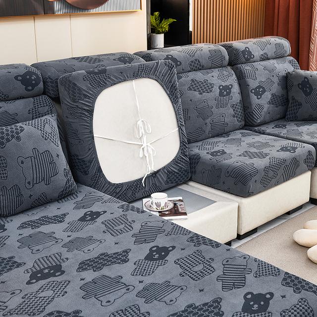 Plush Sofa Cover Sofa Cushion Pad Slipcover Seat Cover Elasticized Used For L Shape Chaselong Sofa Keep Warm Washable