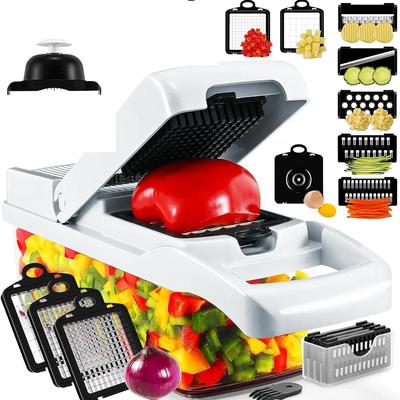 Tagliaverdure Multifunzionale 12 in 1 Tritatutto per Alimenti Affettapatate Grattugia per Carote Tritacipolle Taglia Insalata Gadget da Cucina