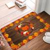 Festive Fall Farmhouse Carpet Pumpkin Harvest Door Mat 100% Polyester Maple Leaf Floral Design Rug Non-Slip For Machine Made