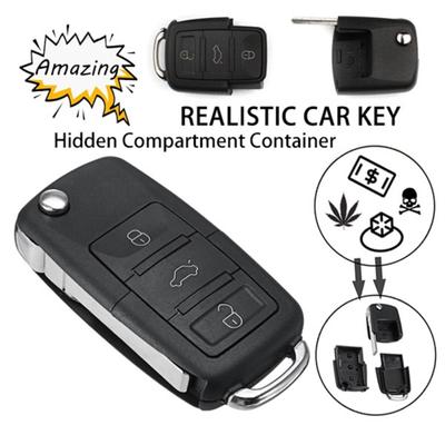 Portable Car Key Style Safe Compartment Container Secret Hollow Storage Case