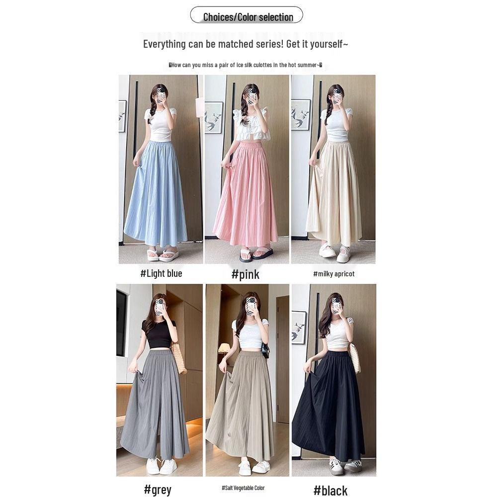 Summer Women's Plus Size Breathable A-Line Wide-Leg Culottes