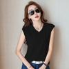 2024 Summer New V-neck Sleeveless Vest Mercerized Cotton T-Shirt Women's Slim Thin Versatile Simple T-shirt Top