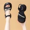 thick-soled rhinestone French sandals for women's 2025 summer new models, fashionable and versatile, high-heeled soft-soled beach shoes, small men