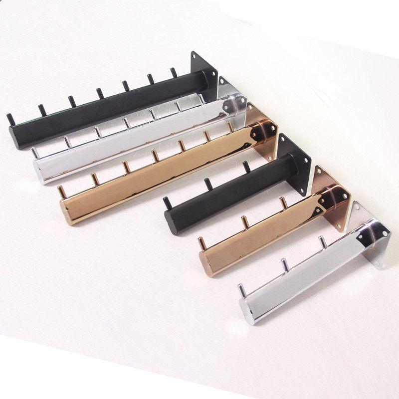

Wall-Mounted Clothing Racks & Hangers with Display Shelves for Underwear Silver 4 hooks/25cm