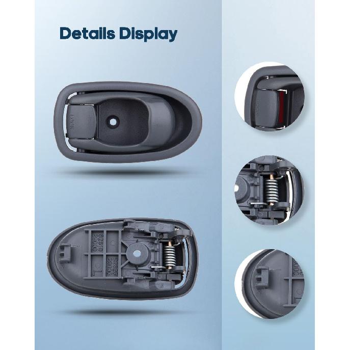 ECCPP Door Handles Interior Inner Inside Front Rear Passenger Driver Side Replacement for 2001 2002 2003 2004 for Kia Spectra Gray(4pcs)