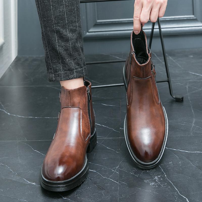 Fashion Men Ankle Boots High Quality Chelsea Boots For Men Britain Oxford Men's Ankle Boots Cowboy Social Shoes Man Trend