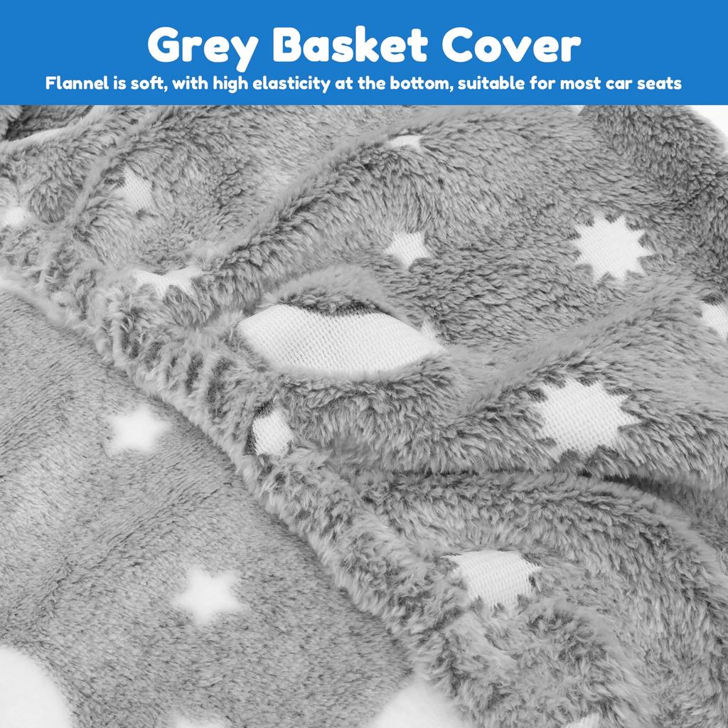 Universal Baby Car Seat Cover Soft Flannel Baby Basket Cover with Breathable Mesh Window Baby Stroller Cover for Newborn Infant