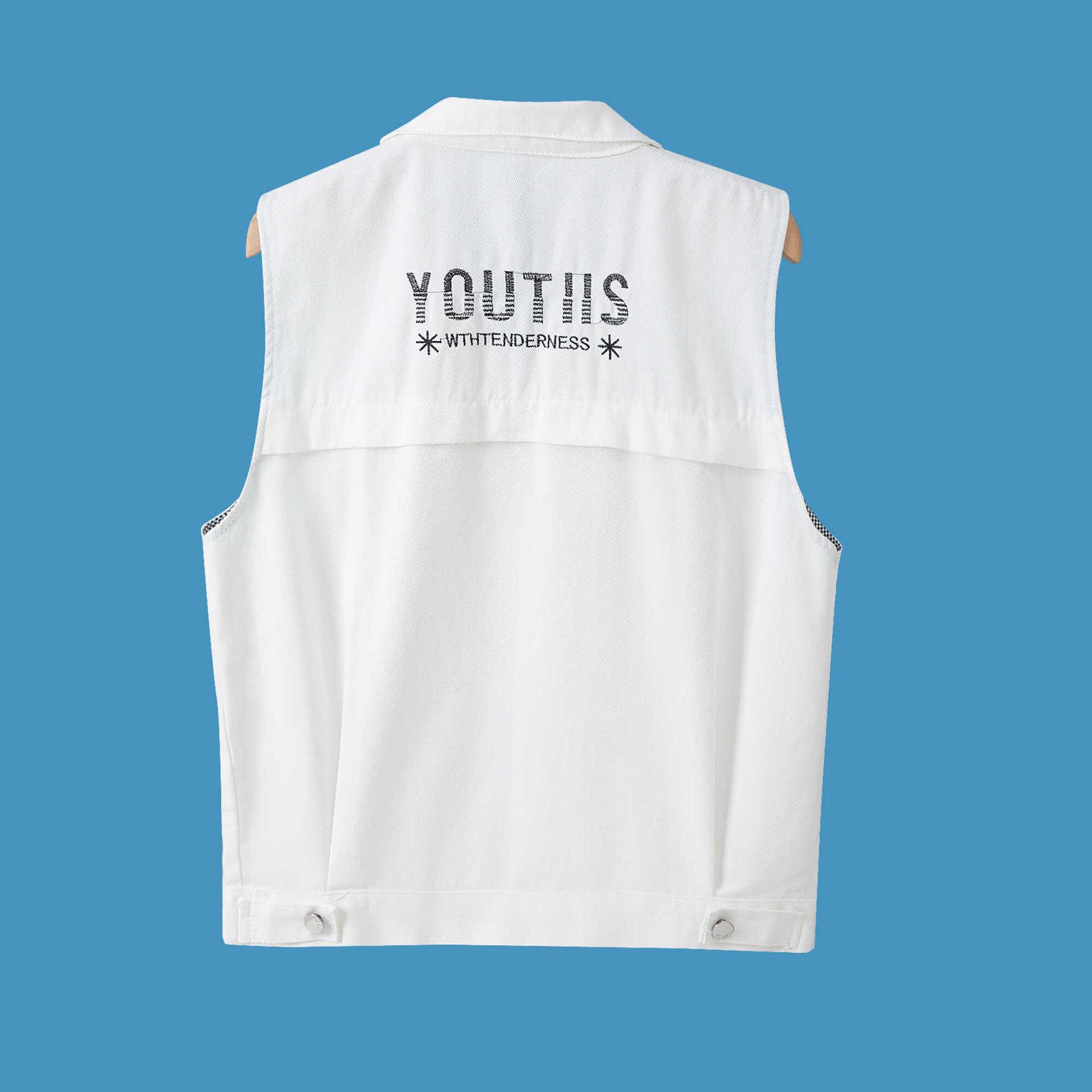 

Men s Retro Multi-Pocket Japanese Streetwear Workwear Vest - Loose BF Style Casual Sleeveless Jacket L белый
