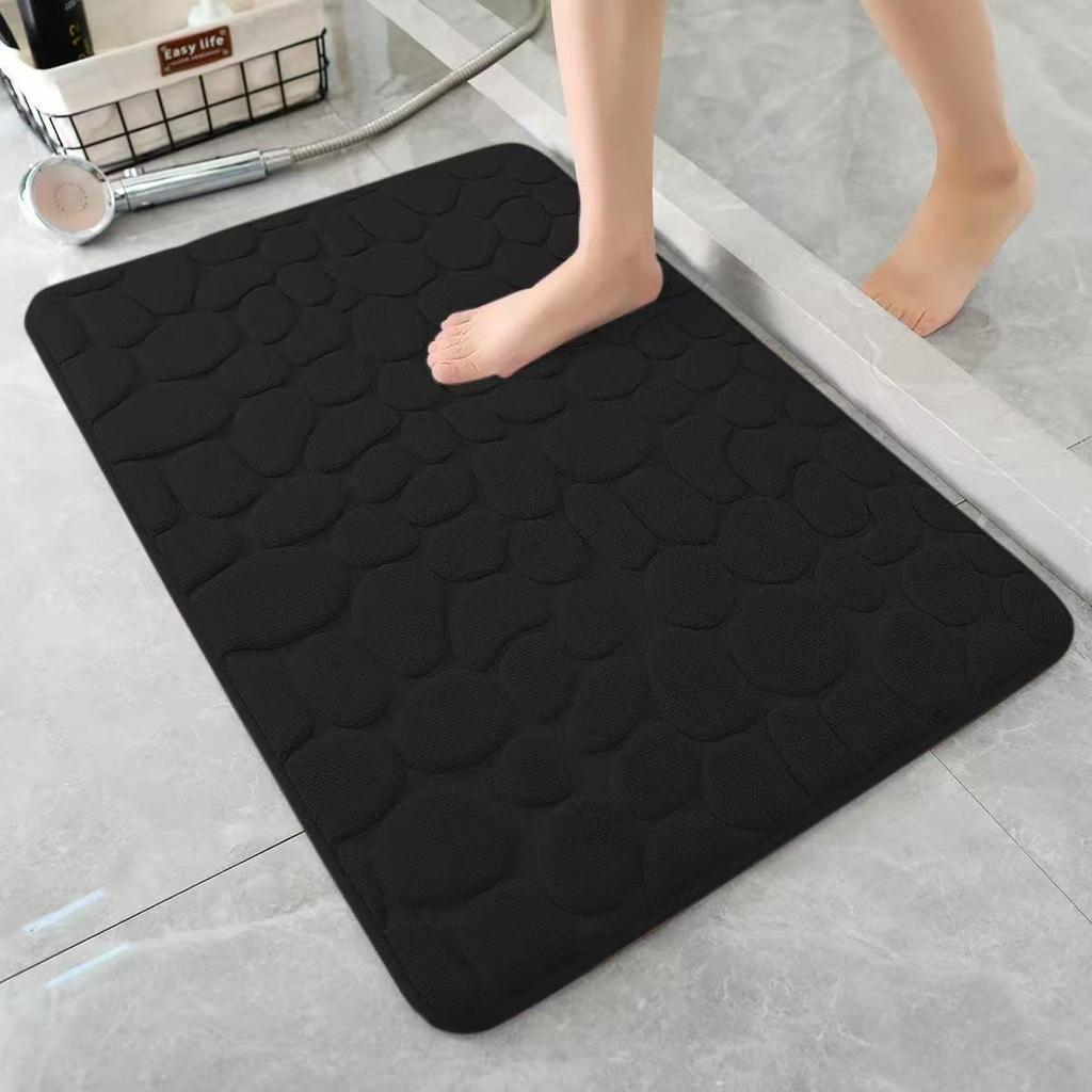 Schöne Badezimmer-Badematte mit Kopfsteinpflaster-Prägung, rutschfeste Teppiche im Waschbecken, Badewanne, seitlicher Bodenteppich, Duschraum-Fußmatte, Memory-Schaum-Pad