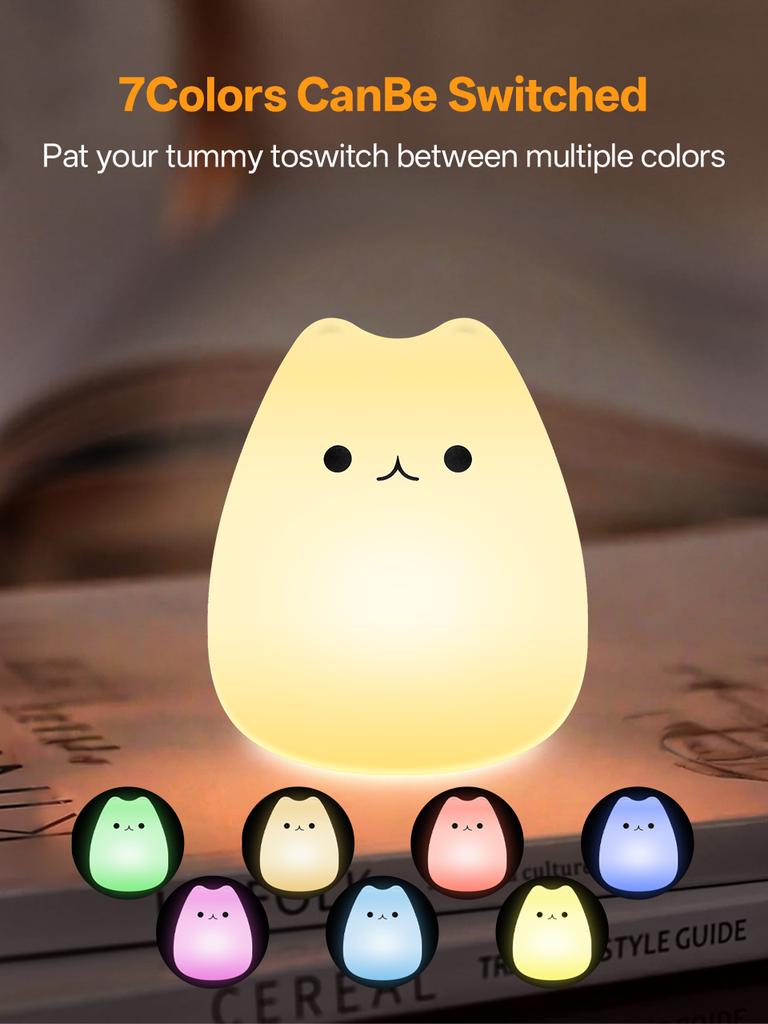 Portable Silicone Pat Night Light 2025 New 3 Brightness Rechargeable 1200mAh ABS for Baby Nursery Home Travel Reading Bedside