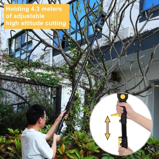2-in-1 Cordless Pole Saw & Mini Chainsaw, Brushless Electric Chain Saw with 2 x 2.0Ah Battery, 4.9-7.5ft Adjustable Pole Saw for Tree Pruning