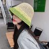 Weaving bucket hat women's summer breathable big head circumference showing face small hat UV protection sunshade sun protection hat