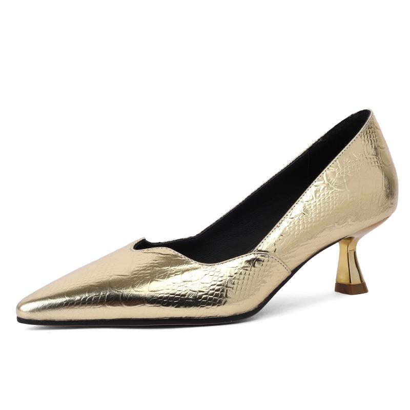 Fashion Women's new pointed leather minimalist banquet high-heeled plus size work shoes princess shoes wedding shoes
