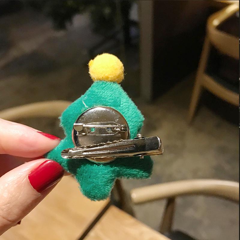 Japanese-Inspired Cute Cartoon Plush Hair Clip & Brooch for Kids - Christmas Festival Headwear