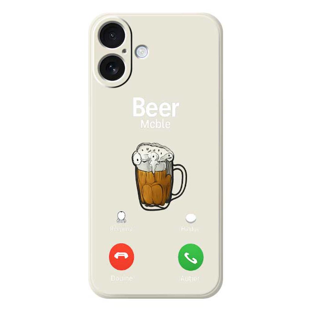 For iPhone 17 Case Beer Pattern Printing Straight Edge TPU Phone Back Cover