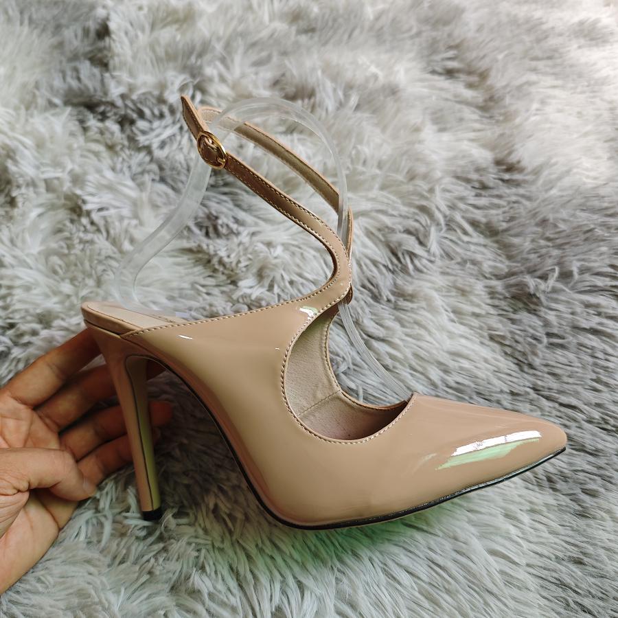 Sandali Donna Traforati Danza Jazz Sexy Tacchi Alti 11cm Punta Acuta Cinturino alla Caviglia Stiletti Scarpe da Club Festa Matrimonio