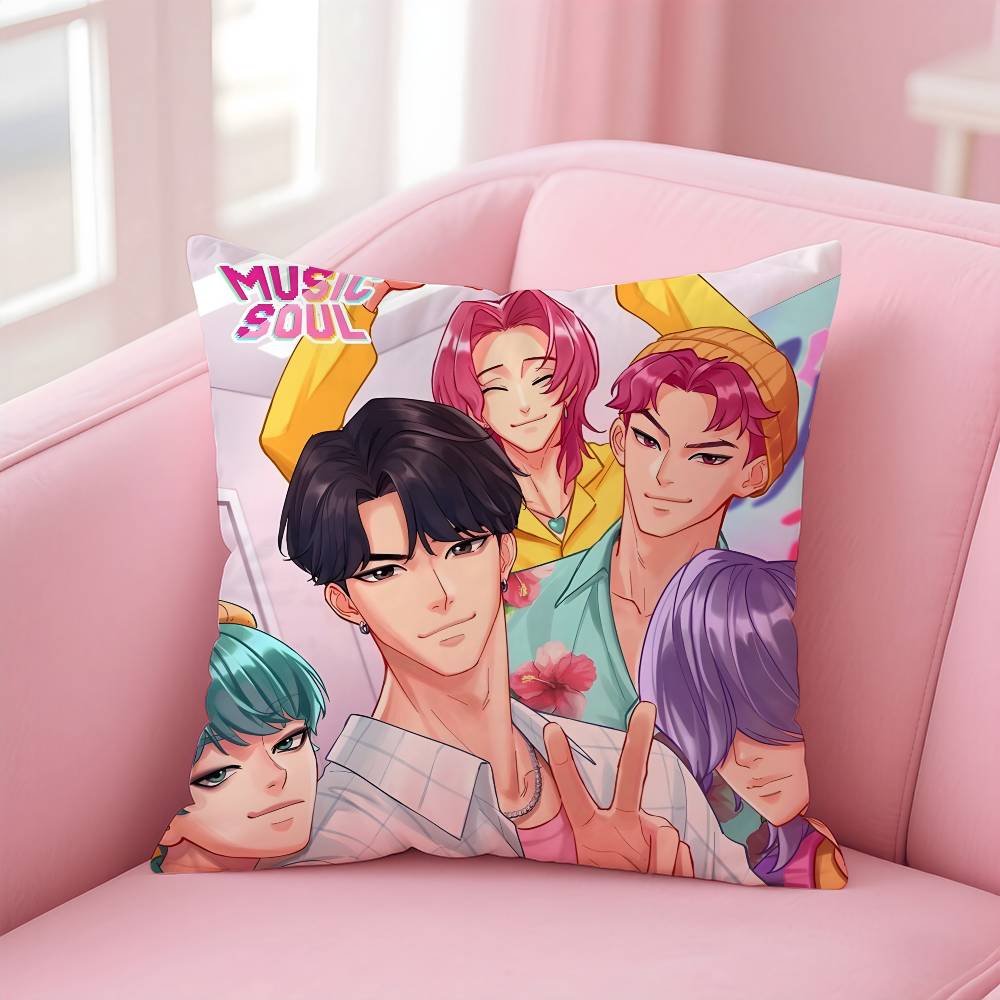 KPop S-Saja B-Boys Pillow Case Pattern Printing Pillowcase Living Room Sofa Cushion Cover Bedroom Room Decor