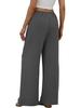 European & American Women's Casual Solid Wide-Leg Beach Pants with Elastic Waist & Pockets